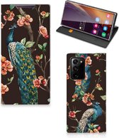 Stand Case Geschikt voor Samsung Galaxy Note 20 Ultra Telefoonhoesje Pauw met Bloemen