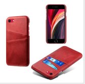 Hybride Back Cover met 2 Opbergvakjes voor iPhone SE 2020 /SE 2022 _ Rood