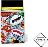 Peukiebox™ - Comics Boom Grey - Asbak voor buiten - Sigarettendoosje - Sigarettenhouder - Draagbare asbak | De oplossing voor peukafval op straat