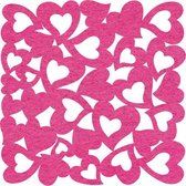 Hartjes vilt onderzetters  - Fuchsia - 6 stuks - 9,5 x 9,5 cm - Tafeldecoratie - Glas onderzetter - Valentijn - Cadeau - Woondecoratie - Tafelbescherming - Onderzetters Voor Glazen