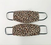 Leopard Funky Luipaardprint Dier patroon Niet-Medisch Mondkapje 2 Stuks | Geschikt voor OV | Handgestikte DIY kapjes zelfgemaakt | Stijlvol en Creatief | Trendy Hip | Cadeau voor haar | Herbr