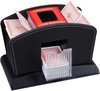 Afbeelding van het spelletje relaxdays kaartschudmachine leer - 4 decks - elektrisch zwart - kaartschudder automatisch
