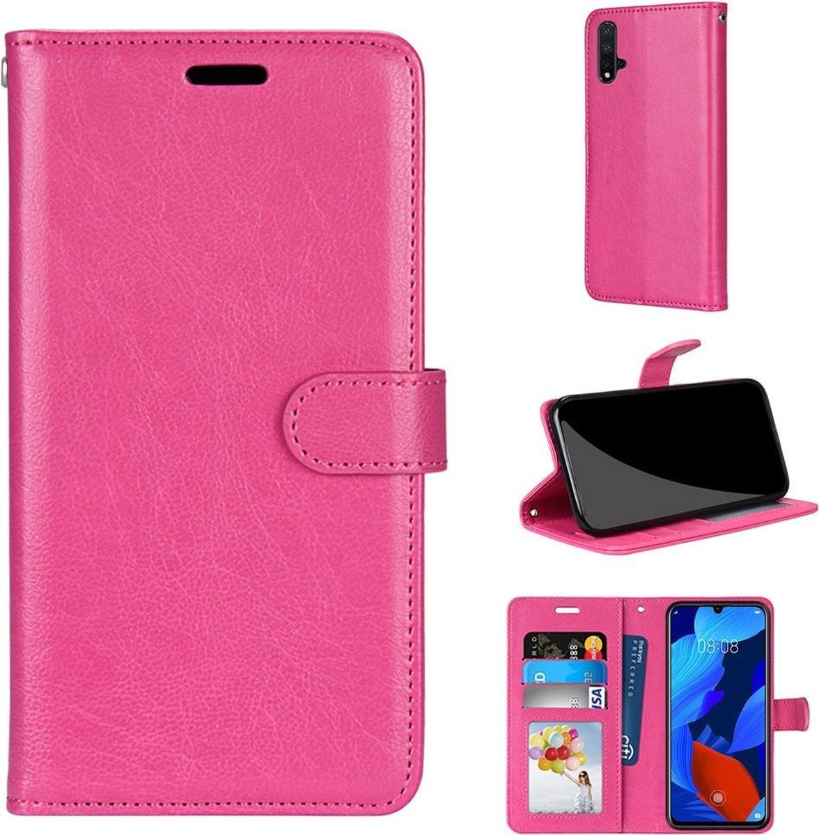 Huawei Nova 5T / Huawei Honor 20 hoesje book case roze