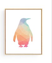 Postercity - Design Canvas Poster Geometrische Pinguin / Kinderkamer / Dieren Poster / Babykamer - Kinderposter / Babyshower Cadeau / Muurdecoratie / 80 x 60cm