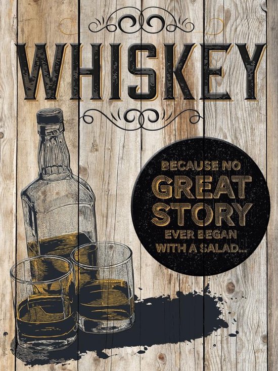 Signs-USA - Whiskey - Great Stories - Wandbord - 33 x 44 cm