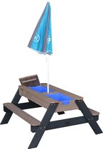 AXI Nick Zand & Water Picknicktafel in Antraciet/Grijs - Parasol Grijs/Blauw - FSC Hout - Picknick tafel voor kinderen van hout