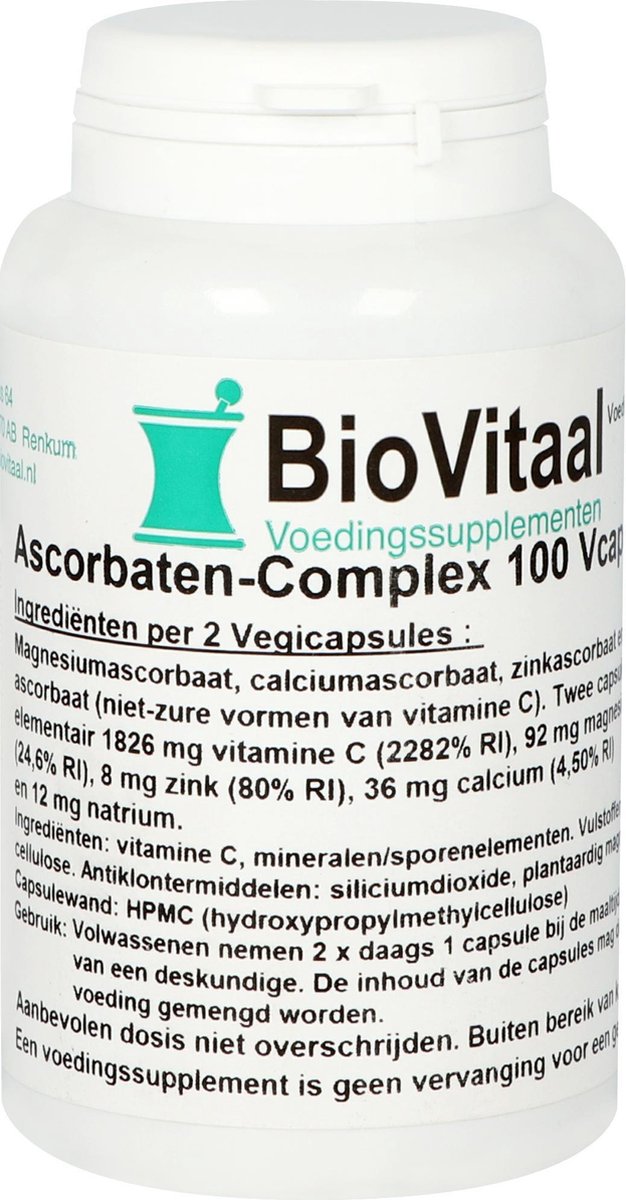 BioVitaal Ascorbaten-complex - 100 vegicaps - Vitamine C - Voedingssupplement