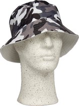 Vissershoedje – One Size – Grijs Camo - Outdoor hoed - Zonnehoedje - Camouflage pet - Bush hat - Camping Cap