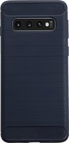 BMAX Carbon soft case hoesje geschikt voor Samsung Galaxy S10 / Soft Cover / Telefoonhoesje / Beschermhoesje / Telefoonbescherming - Blauw