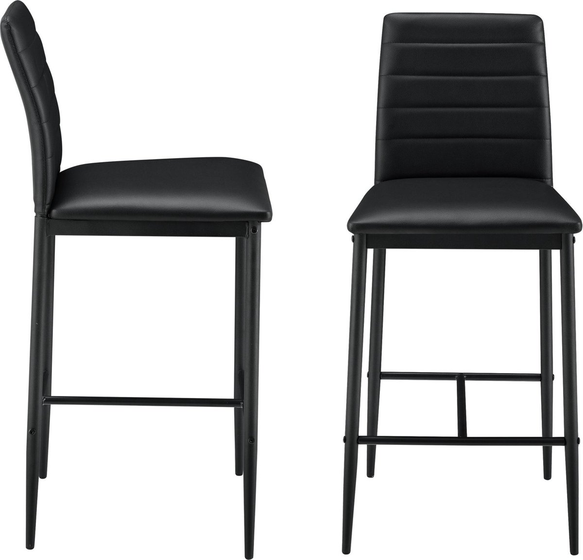 en.casa Barkruk Lidköping kunstleer 96x43x47 cm set van 2 - zwart