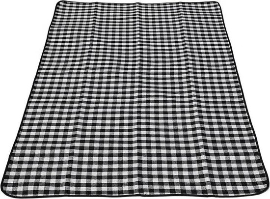 Picknickkleed met Draagband Small 100x150cm - Waterdicht onderlaag - Outdoor - Opvouwbaar buitenkleed - Campingdeken - Zwart-wit
