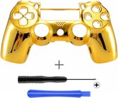 Chrome Goud Controller Behuizing Shell voor PlayStation PS4 Wireless Dualshock 4 V2 Controller (incl. 3mm Schroevendraaier en Shell Opener)