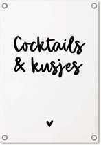 Zoedt tuinposter - tekst 'Cocktails en kusjes'- zwart wit - 60x80cm