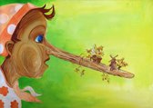 Schilderij: Pinokkio molen 50 x 70 cm  ( topcadeaus - kinderen - volwassenen - kinderkamer- sprookje - kraamcadeau -  sprookje - schilderij - art - kunst -verjaardagen - wanddecora