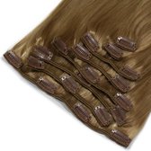 Clip in extensions 130gram human hair 20"50cm kleur 2 dark brown