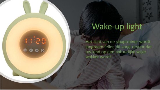 TibaGoods Slaaptrainer  - Slaapwekker - Nachtlampje kind - Wake up light - Groen - TibaGoods