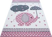 Vloerkleed kinderkamer - Love rain - roze - 160x230 cm