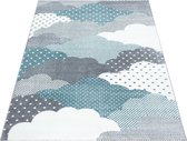 Vloerkleed kinderkamer Bambi - Clouds - blauw - 160x230 cm