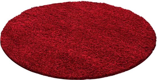Hoogpolig vloerkleed Life - rood - rond - O 80 cm