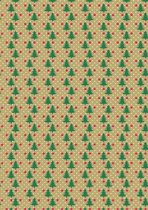 Inpakpapier Kerst papier Kraft Kerstbomen- Breedte 60 cm - 250m lang