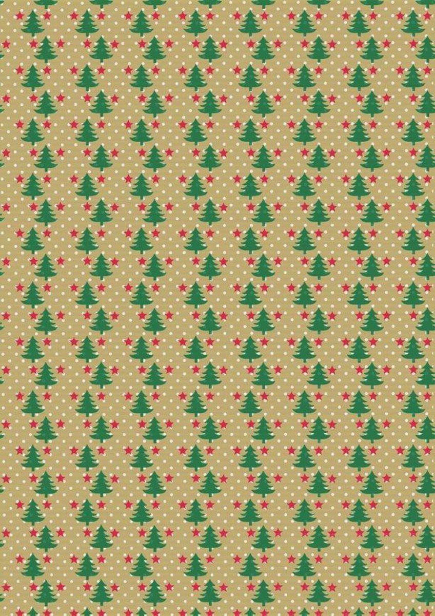 Inpakpapier Kerst papier Kraft Kerstbomen- Breedte 60 cm - 250m lang op Prijzenvolger.com