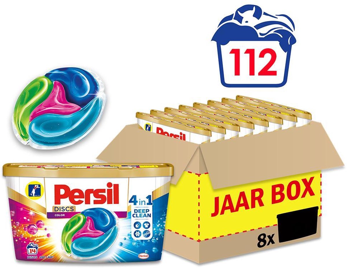 Persil Discs Color Wascapsules - Wasmiddel Capsules - Voordeelverpakking - 8 x 14 wasbeurten