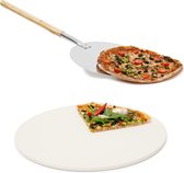 Relaxdays 2er pizza set - pizzasteen - pizzaschep rond - pizzaspatel - pizza steen