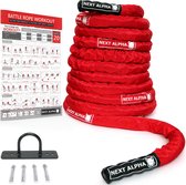 Next Alpha Battle Rope - 38mm x 12m - Beschermhoes - Muur Anker - Workout Instructie Poster