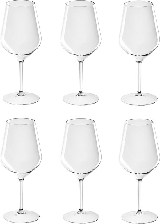 6x Witte of rode wijn wijnglazen 47 cl/470 ml van onbreekbaar kunststof - Wijnen wijnliefhebbers drinkglazen - Wijn drinken – herbruikbare glazen