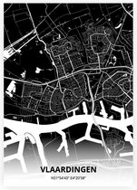 Vlaardingen plattegrond - A4 poster - Zwarte stijl