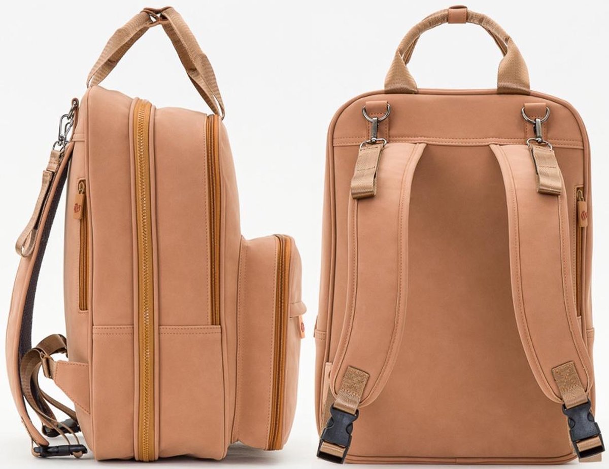 thumbnail: Kidzroom Luiertas Cognac - Stoere Vegan Leather Tas Met Ster