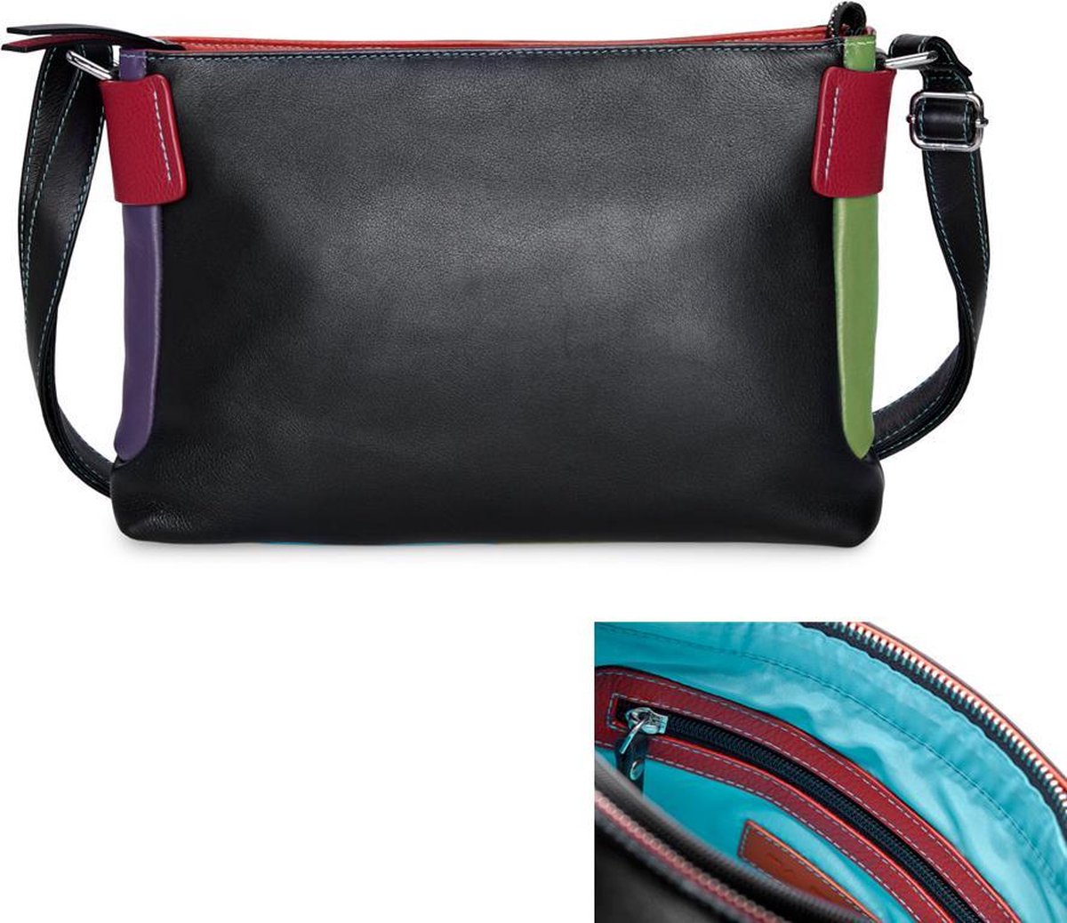Pia Ries - Schoudertas 6028 Tropical Leer - Multicolor