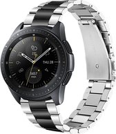 Samsung Galaxy Watch stalen band 41mm / 42mm - zilver/zwart + glazen screen protector