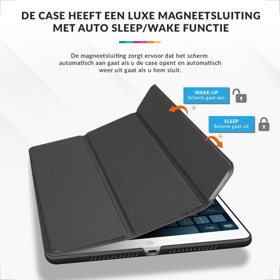 YONO Hoes geschikt voor iPad 2017 / 2018 - Air 1 / 2 - 9.7 Inch - Flip Case - Tri Fold Tablet Hoesje – Zwart - YONO
