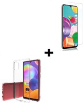 Samsung A31 Hoesje + Samsung A31 Screenprotector - Samsung Galaxy A31 hoes TPU Siliconen Case Transparant + Tempered Gehard Glas