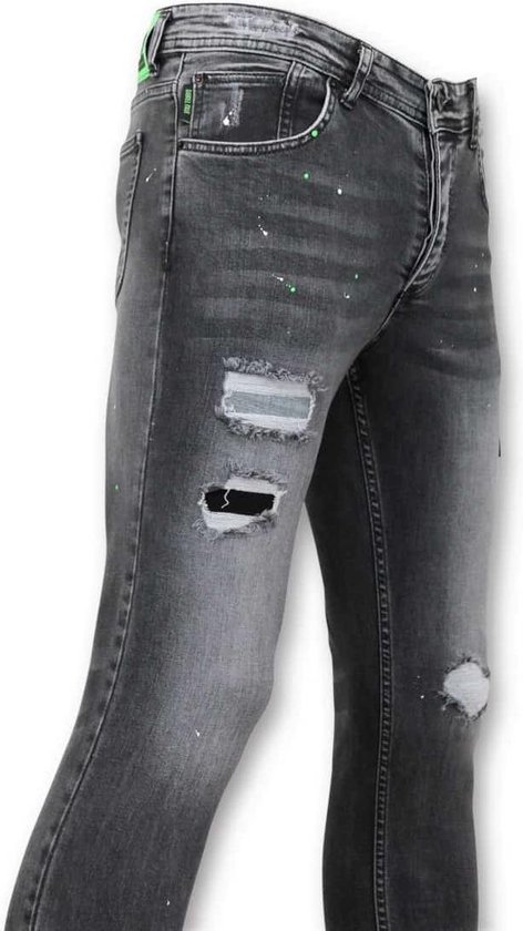 TRUE RISE Skinny Jeans met Verfspatten - A13A - Grijs - Maten: | bol.com