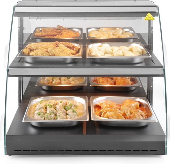 HENDI Warmhoudvitrine - Tweelaags - Kwarts Verwarming - 650x485x630 mm - RVS & Gehard Glas — afbeelding 2