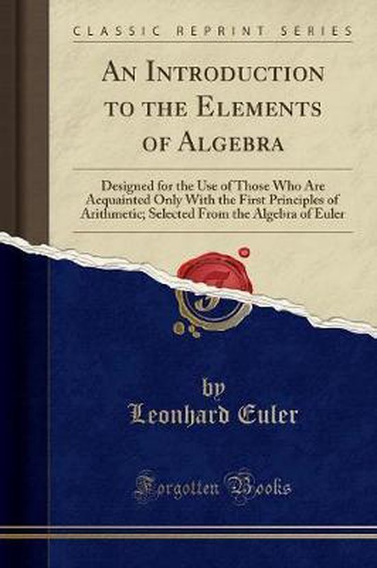 An Introduction to the Elements of Algebra - cover