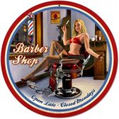 Barber Shop Pin-Up Open Late Zwaar Metalen Bord - Greg Hildebrandt