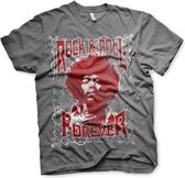 Jimi Hendrix Heren Tshirt -S- Rock 'n Roll Forever Grijs