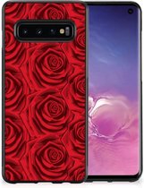 TPU Bumper Geschikt voor Samsung Galaxy S10 GSM Hoesje met Zwarte rand Red Roses