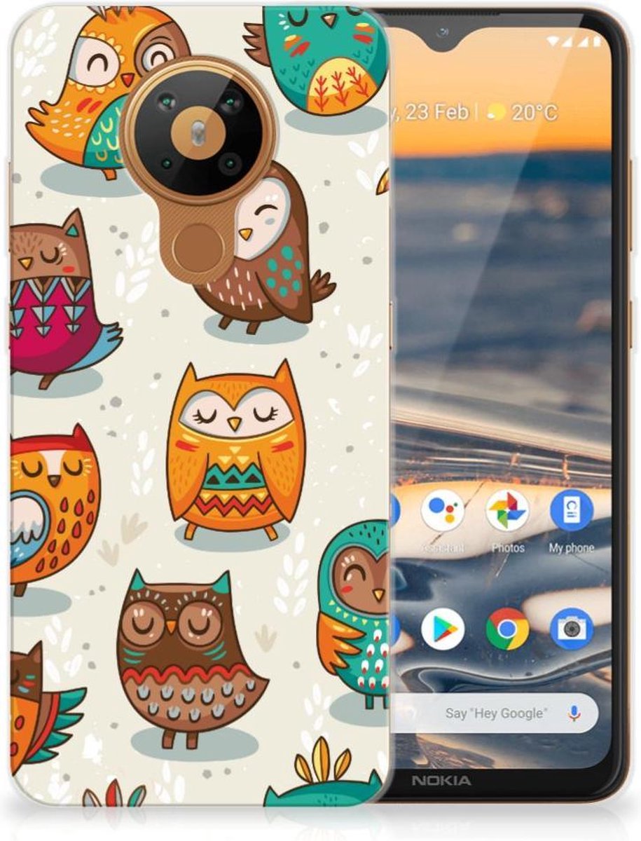 Nokia 5.3 TPU Hoesje Vrolijke Uilen