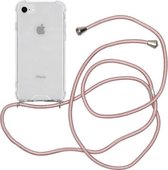 Telefoonhoesje met koord Iphone 7/8 Plus – Rosé Goud - Inclusief Microfiber Doekje - Telefoonkoord – Telefoonhoes – Backcover met Koord – Telefoon Koord – Telefoonketting – Telefoo