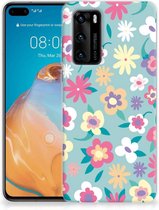 Leuk TPU Back Case Huawei P40 GSM Hoesje met Tekst Flower Power