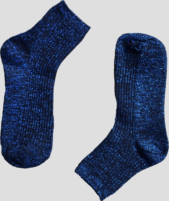 Pinned by K blauwe sokken met lurex one size | bol.com