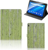 Tablethoes Lenovo Tab E10 Hoesje met Standaard Green Wood