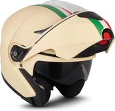 MOTO F20 Venice Creme systeemhelm Flip-Up scooterhelm, motorhelm, M, hoofdomtrek 57-58cm