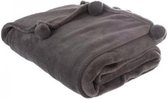 Plaid - Dekentje - Zachte Plaid met Pompons - 125x150 cm - Donkergrijs
