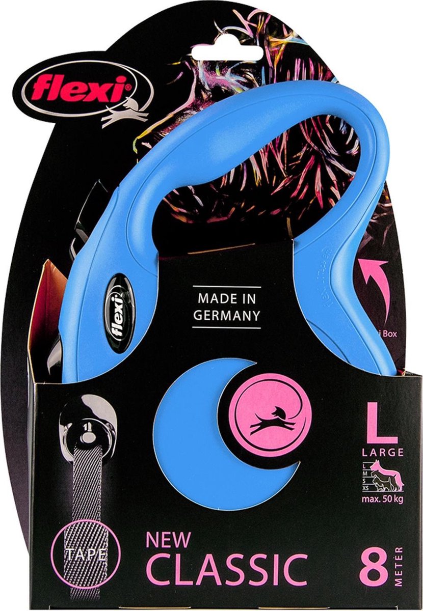 Flexi New Classic Tape - Hondenriem - Blauw - L - 8 m - Grote en Actieve Honden thumbnail 3