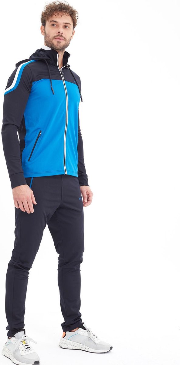 SCR. Moro - Winter Trainingsjack Heren - Hoodie met Rits - Met afneembare capuchon - Blauw - Maat S
